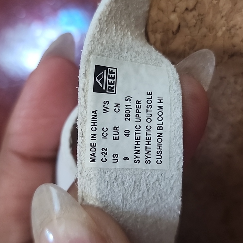 Reef White Mules with Cork Footbed Platform Open Toe Sandals, sz 9 - Picture 3 of 17